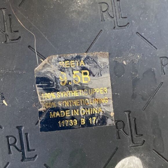 Lauren Ralph Lauren Reeta Buckle T-Strap Cork Wedge Sandals Black Tan Size 9.5B - Picture 4 of 5